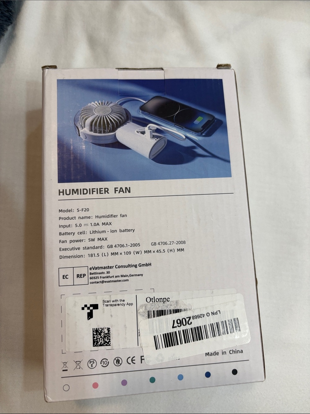 Portable Humidifier Fan - black - Picture 2 of 3